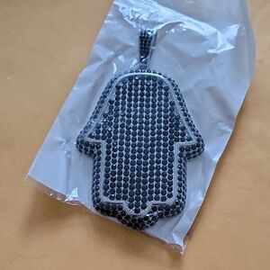 Black and Silver Hamsa Pendant Necklace